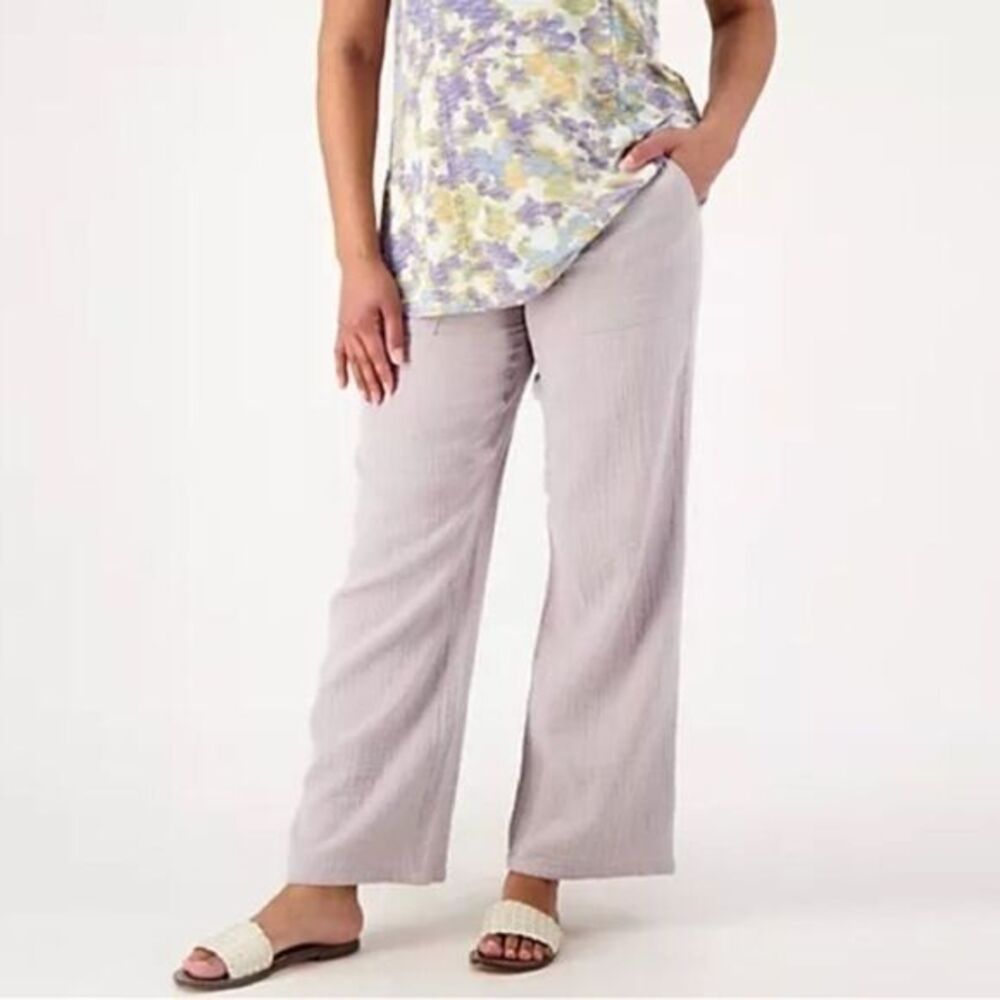LOGO by Lori Goldstein Beach to Street Cotton Gauze Pants sz XXS NWOT # bag 51